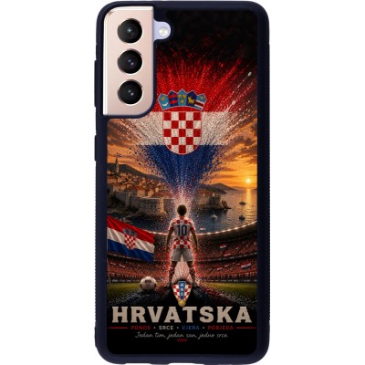 Coque Samsung Galaxy S21 5G - Silicone rigide noir Football Croatie splash 2026