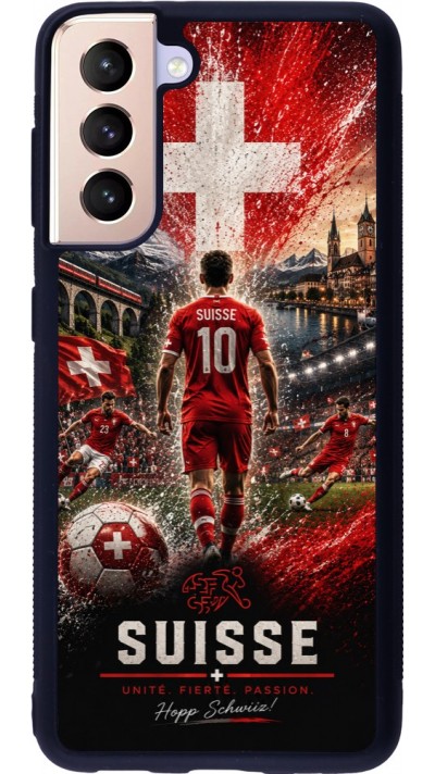 Samsung Galaxy S21 5G Case Hülle - Silikon schwarz Fussball Suisse splash 2026