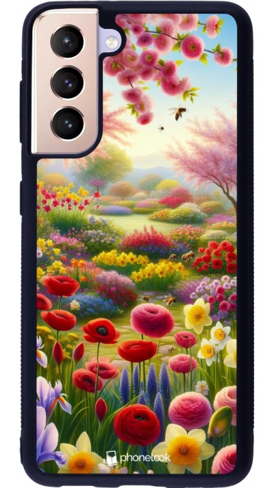 Coque Samsung Galaxy S21 5G - Silicone rigide noir Spring 25 Bouquet printemps