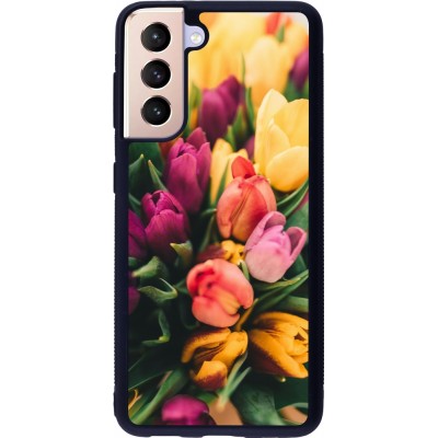 Coque Samsung Galaxy S21 5G - Silicone rigide noir Bouquet of tulips Spring 2026