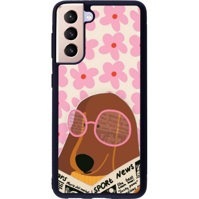 Coque Samsung Galaxy S21 5G - Silicone rigide noir Dog with newspaper Spring 2026