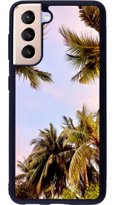Coque Samsung Galaxy S21 5G - Silicone rigide noir Summer 2023 palm tree vibe