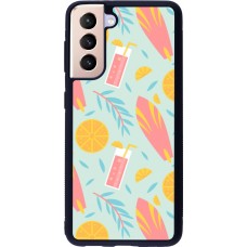 Samsung Galaxy S21 5G Case Hülle - Silikon schwarz Summer 2025 Pattern citron