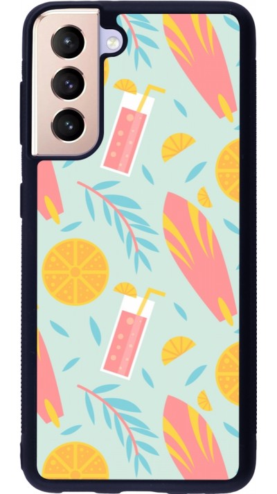 Samsung Galaxy S21 5G Case Hülle - Silikon schwarz Summer 2025 Pattern citron
