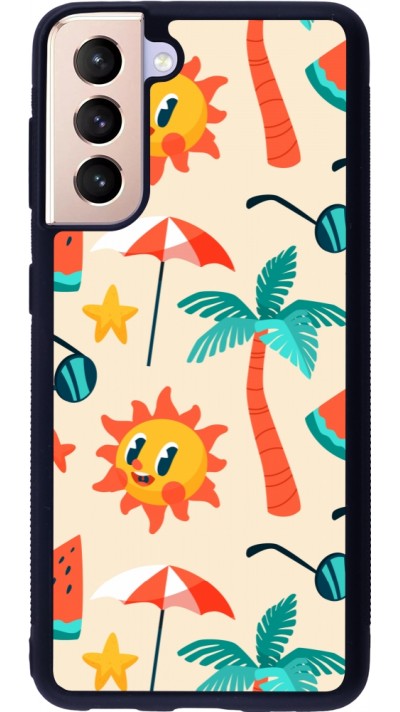 Samsung Galaxy S21 5G Case Hülle - Silikon schwarz Summer 2025 Pattern soleil