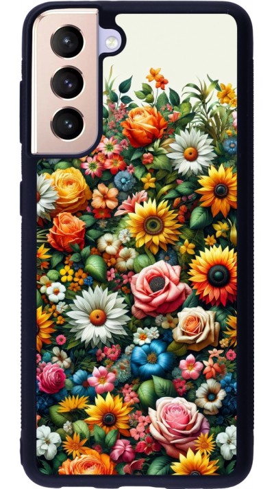Coque Samsung Galaxy S21 5G - Silicone rigide noir Summer Floral Pattern