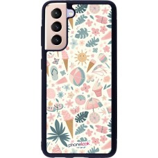 Samsung Galaxy S21 5G Case Hülle - Silikon schwarz Sommer Pink Muster