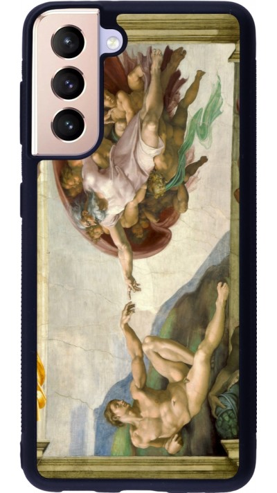 Coque Samsung Galaxy S21 5G - Silicone rigide noir Tableau art - La Création d’Adam - Michel-Ange