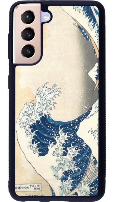 Coque Samsung Galaxy S21 5G - Silicone rigide noir Tableau art - La Grande Vague de Kanagawa - Hokusai