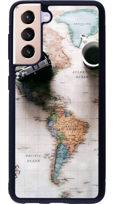 Coque Samsung Galaxy S21 5G - Silicone rigide noir Travel 01