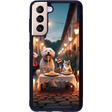 Coque Samsung Galaxy S21 5G - Silicone rigide noir Valentine 2024 Dog & Cat Candlelight