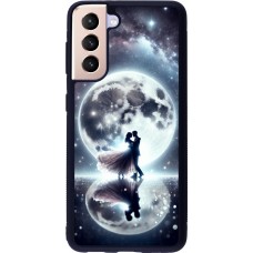 Samsung Galaxy S21 5G Case Hülle - Silikon schwarz Valentin 2024 Liebe unter dem Mond