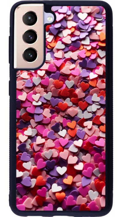 Samsung Galaxy S21 5G Case Hülle - Silikon schwarz Valentin 2025 Konfetti
