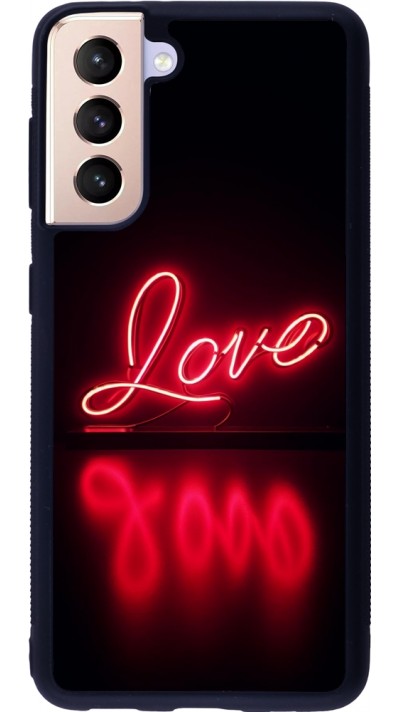 Samsung Galaxy S21 5G Case Hülle - Silikon schwarz Valentine 2025 Neon Liebe