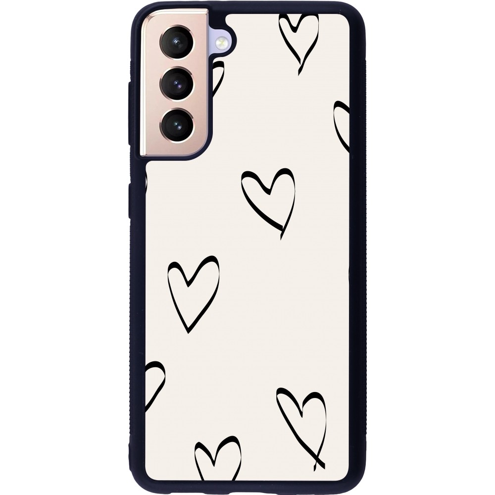 Samsung Galaxy S21 5G Case Hülle - Silikon schwarz Valentine 2023 minimalist hearts
