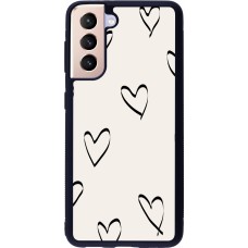 Samsung Galaxy S21 5G Case Hülle - Silikon schwarz Valentine 2023 minimalist hearts