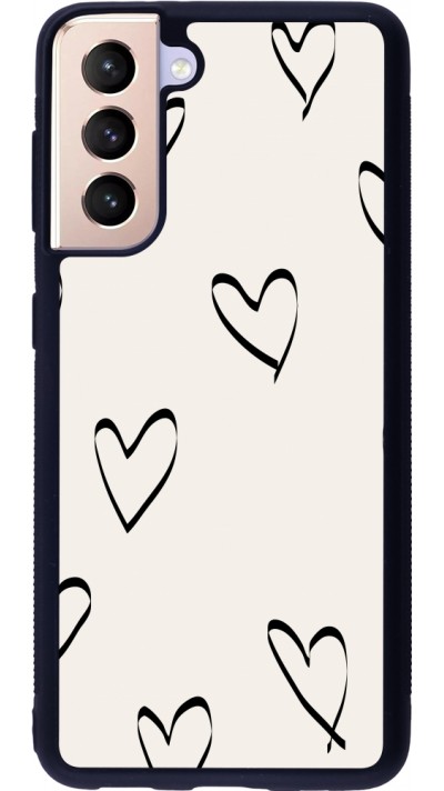 Samsung Galaxy S21 5G Case Hülle - Silikon schwarz Valentine 2023 minimalist hearts