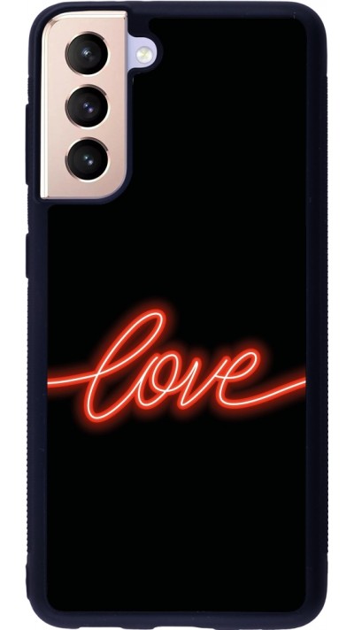 Samsung Galaxy S21 5G Case Hülle - Silikon schwarz Valentine 2023 neon love