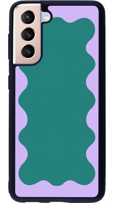 Samsung Galaxy S21 5G Case Hülle - Silikon schwarz Wavy Rectangle Green Purple