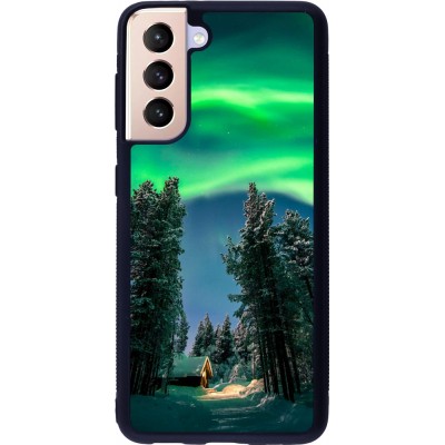 Coque Samsung Galaxy S21 5G - Silicone rigide noir Winter 22 Northern Lights