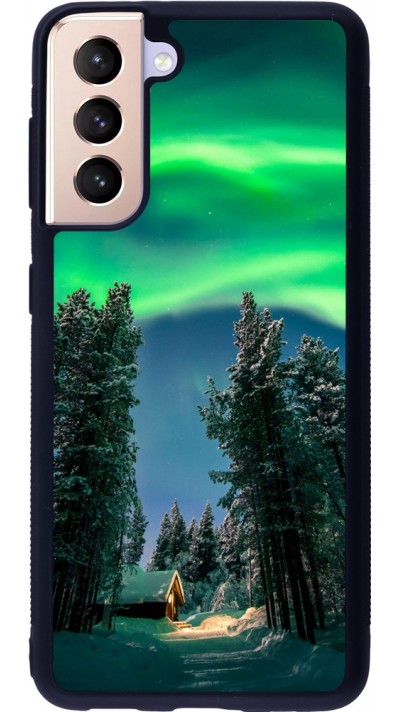 Samsung Galaxy S21 5G Case Hülle - Silikon schwarz Winter 22 Northern Lights