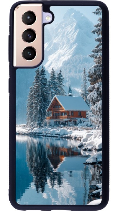 Samsung Galaxy S21 5G Case Hülle - Silikon schwarz Winter 25 Winter house forest day