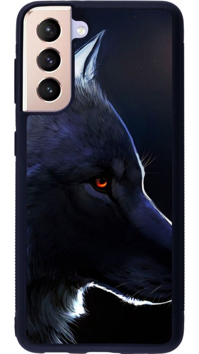Coque Samsung Galaxy S21 5G - Silicone rigide noir Wolf Shape