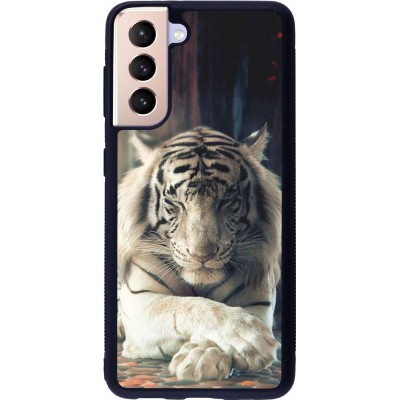 Coque Samsung Galaxy S21 5G - Silicone rigide noir Zen Tiger