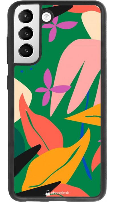 Coque Samsung Galaxy S21 FE 5G - Silicone rigide noir Abstract Jungle