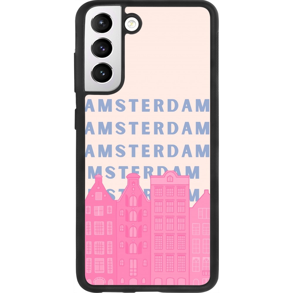 Coque Samsung Galaxy S21 FE 5G - Silicone rigide noir Amsterdam Pink Print