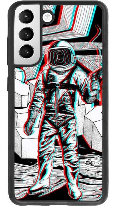 Hülle Samsung Galaxy S21 FE 5G - Silikon schwarz Anaglyph Astronaut