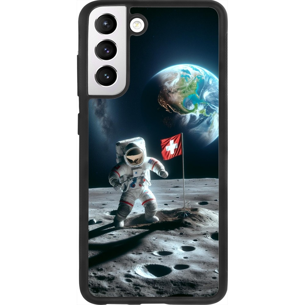 Samsung Galaxy S21 FE 5G Case Hülle - Silikon schwarz Astro Schweiz auf dem Mond