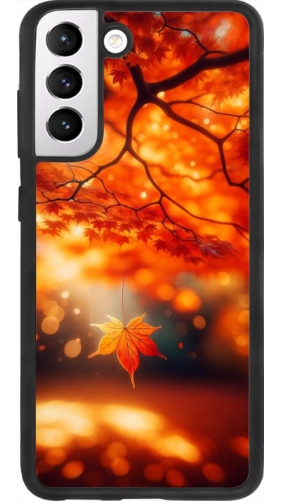 Coque Samsung Galaxy S21 FE 5G - Silicone rigide noir Automne Magique Orange