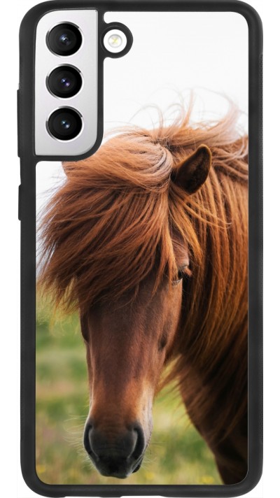 Coque Samsung Galaxy S21 FE 5G - Silicone rigide noir Autumn 22 horse in the wind
