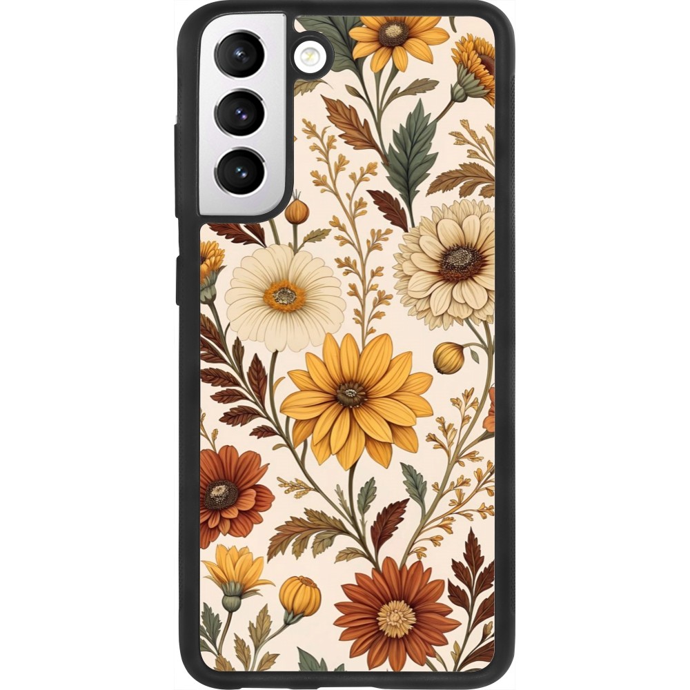 Samsung Galaxy S21 FE 5G Case Hülle - Silikon schwarz Autumn 25 Flower pattern