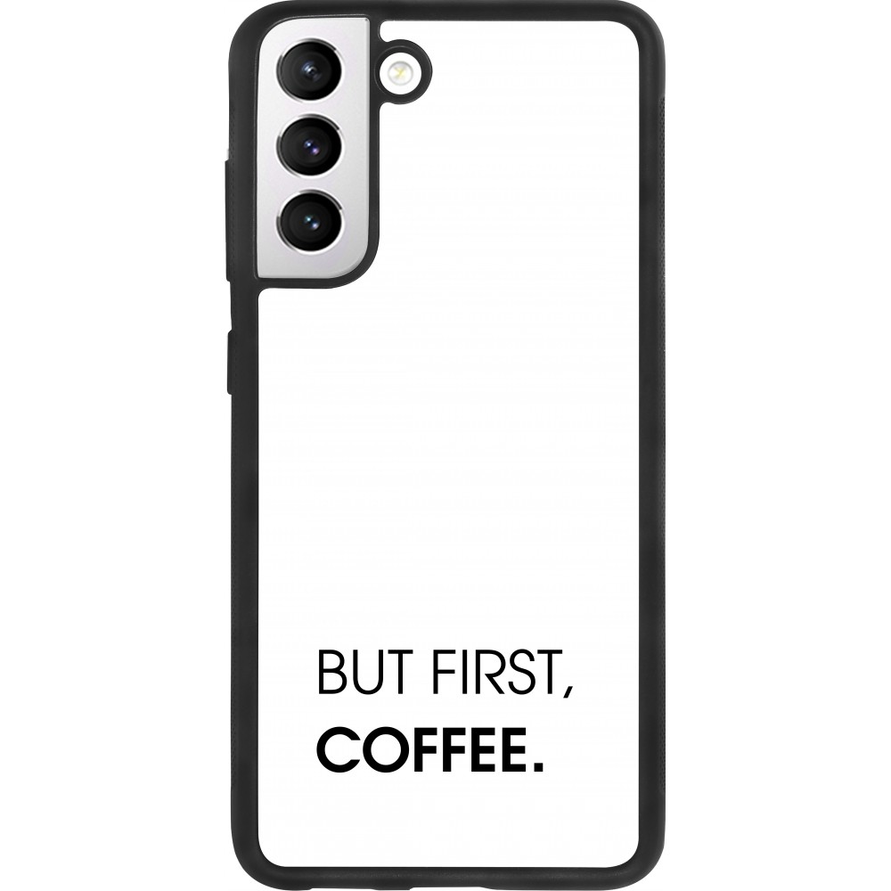Samsung Galaxy S21 FE 5G Case Hülle - Silikon schwarz But first Coffee