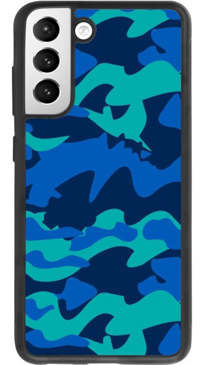 Coque Samsung Galaxy S21 FE 5G - Silicone rigide noir Camo Blue