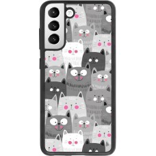 Coque Samsung Galaxy S21 FE 5G - Silicone rigide noir Chats gris troupeau