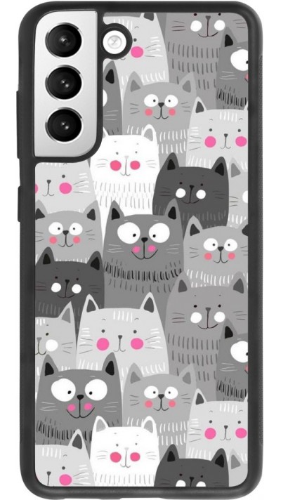 Coque Samsung Galaxy S21 FE 5G - Silicone rigide noir Chats gris troupeau