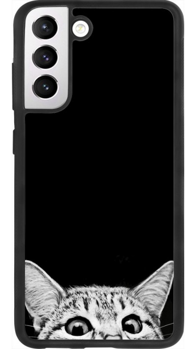 Hülle Samsung Galaxy S21 FE 5G - Silikon schwarz Cat Looking Up Black