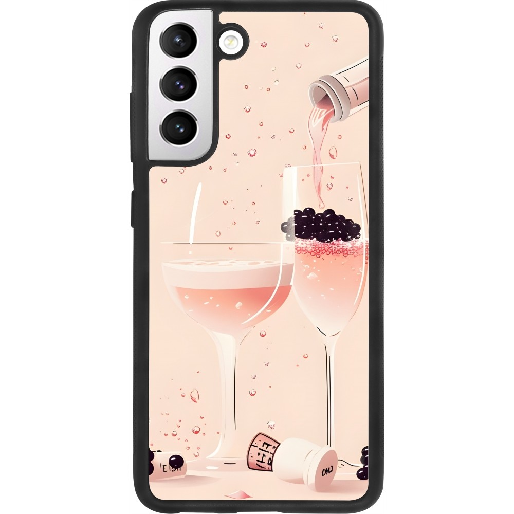 Samsung Galaxy S21 FE 5G Case Hülle - Silikon schwarz Champagne Pouring Pink