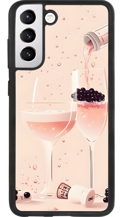 Coque Samsung Galaxy S21 FE 5G - Silicone rigide noir Champagne Pouring Pink