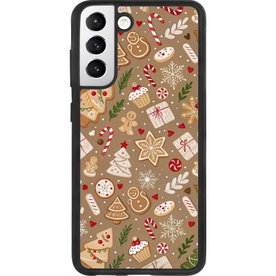 Samsung Galaxy S21 FE 5G Case Hülle - Silikon schwarz Christmas 25 Pattern Ginger Cookie