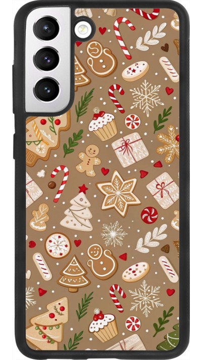 Samsung Galaxy S21 FE 5G Case Hülle - Silikon schwarz Christmas 25 Pattern Ginger Cookie