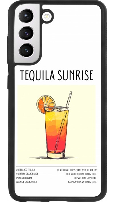Coque Samsung Galaxy S21 FE 5G - Silicone rigide noir Cocktail recette Tequila Sunrise