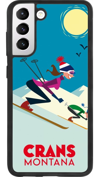 Coque Samsung Galaxy S21 FE 5G - Silicone rigide noir Crans-Montana Ski Downhill