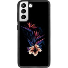Coque Samsung Galaxy S21 FE 5G - Silicone rigide noir Dark Flowers