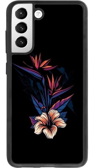 Hülle Samsung Galaxy S21 FE 5G - Silikon schwarz Dark Flowers