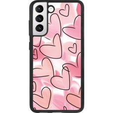 Samsung Galaxy S21 FE 5G Case Hülle - Silikon schwarz Easter 2023 pink hearts