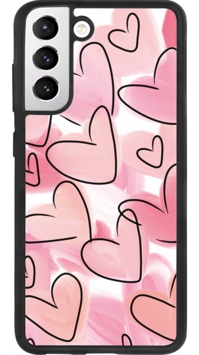 Samsung Galaxy S21 FE 5G Case Hülle - Silikon schwarz Easter 2023 pink hearts